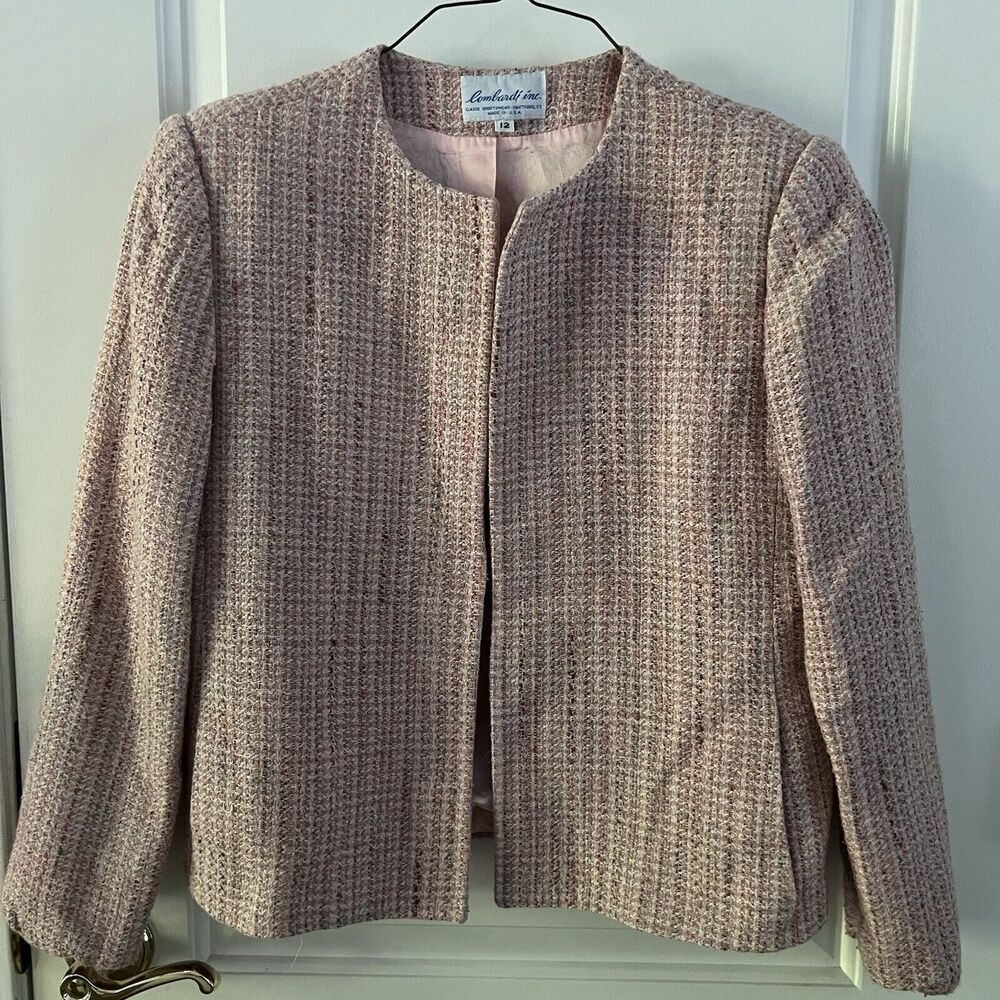 Lombardi Inc Womens Blazer Cotton Blend Jacket Open Front Vintage Size 12